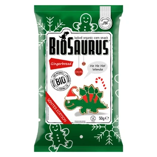 Snacks ecológicos con sabor a pan de jengibre, Edición Invierno Biosaurus, 50 g, Mc Lloyd's