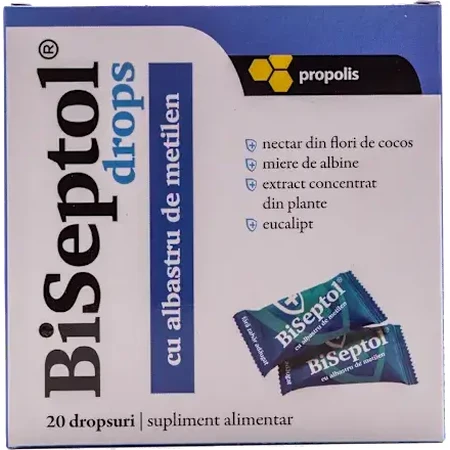 BiSeptol drops snoepjes met methyleenblauw, 20 stuks