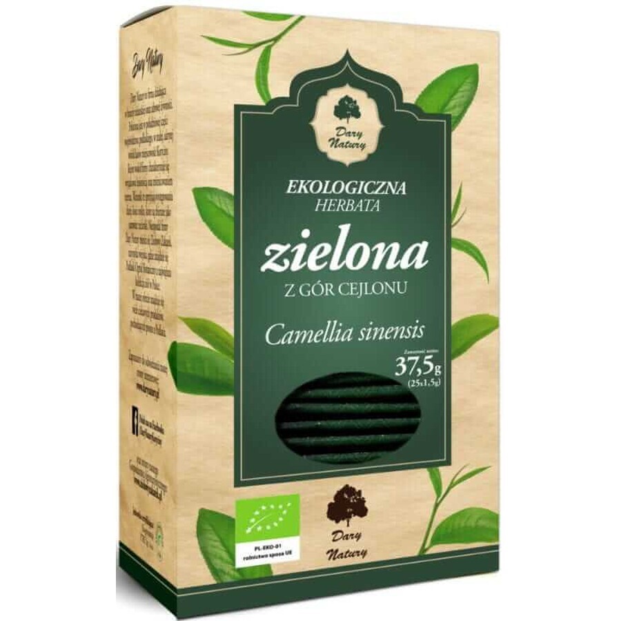Ceylon biologische vaste groene thee 25x1,5g Geschenken uit de natuur