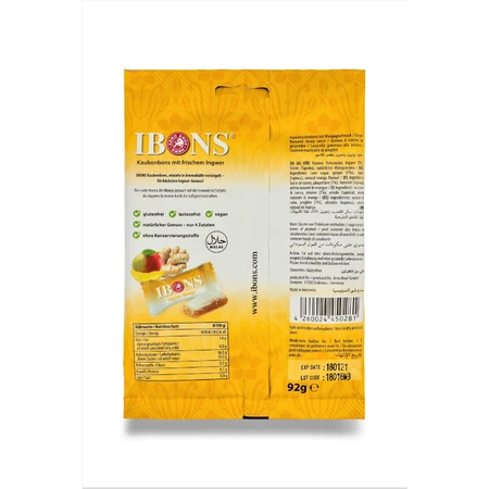Gummy snoepjes met gember en mango, 92 g, Ibons