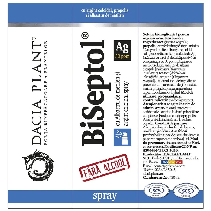 BiSeptol-Spray, 20 ml, Dacia Plant