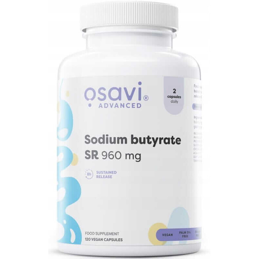 Butirato de sodio (Sodium Butyrate) SR, 960mg - 120 cápsulas veganas Osavi