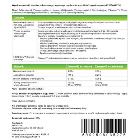 Vital Fibre Plus Acérola et Fibregum 0,5 kg Aliness