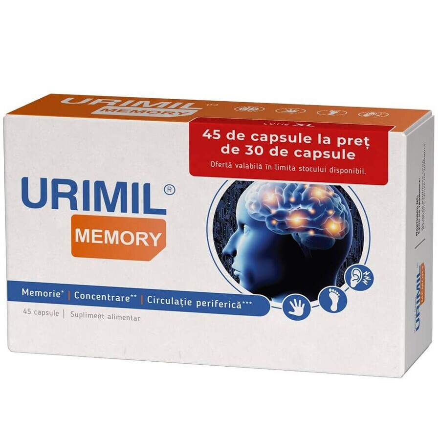 Urimil Memory XL Box x 45cps at the price of 30 Naturpharma
