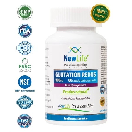 Glutatión reducido, 500 mg, 60 cápsulas gastrorresistentes, NewLife+