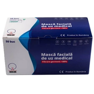 Mascarilla facial para uso médico Tipo II Azul, 50 piezas, Ianlux