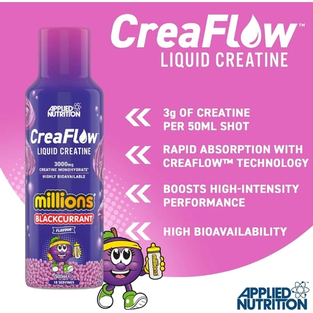 Vloeibare Creatine Millions Blackcurant CreaFlow, 3000 mg, 500 ml, Applied Nutrition