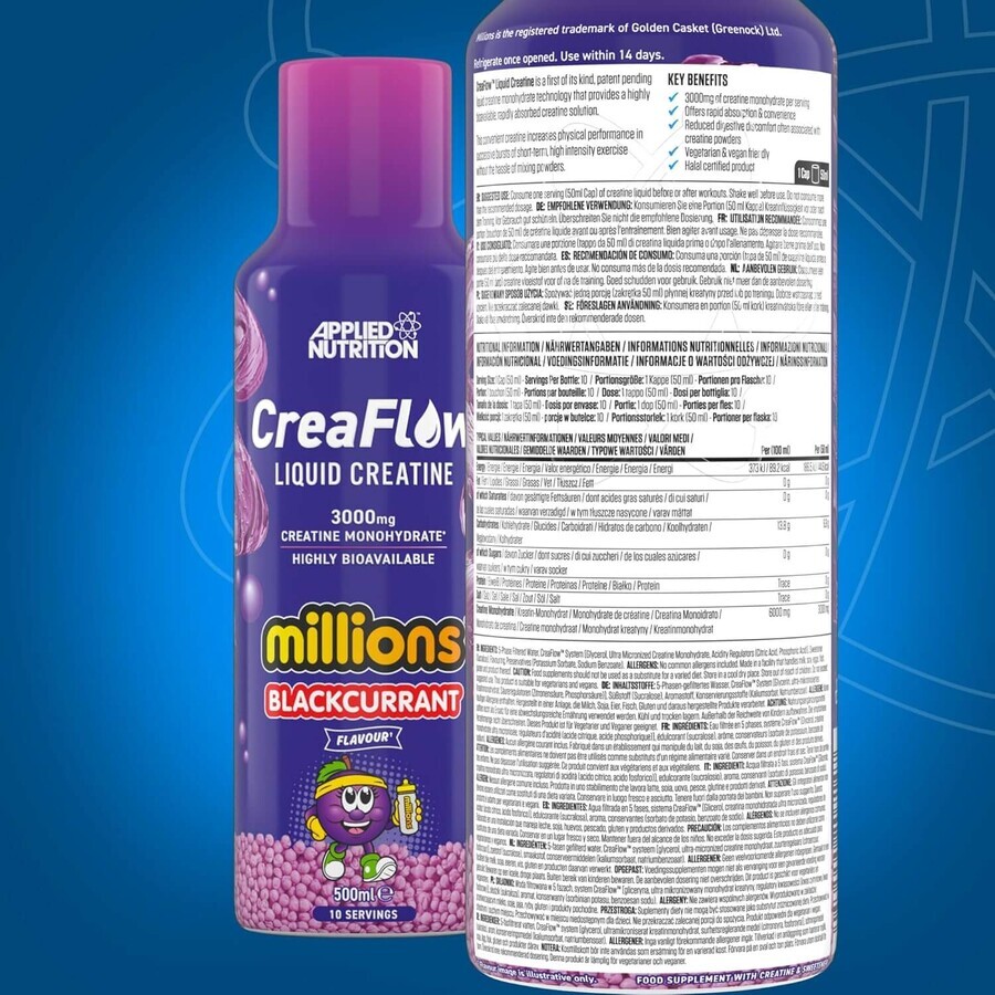 Creatina liquida Millions Blackcurant CreaFlow, 3000 mg, 500 ml, Applied Nutrition