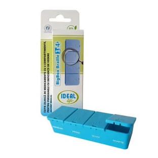 Organizador diario de medicamentos, 4 compartimentos, alfabeto Braille, Ideal Life