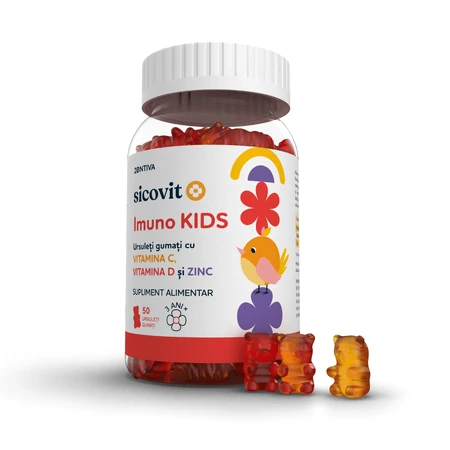 Oursons à la gomme avec vitamines C, D et zinc Imuno Kids, 50 oursons à la gomme, Sicovit