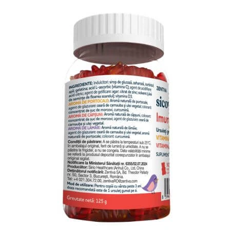 Oursons à la gomme avec vitamines C, D et zinc Imuno Kids, 50 oursons à la gomme, Sicovit