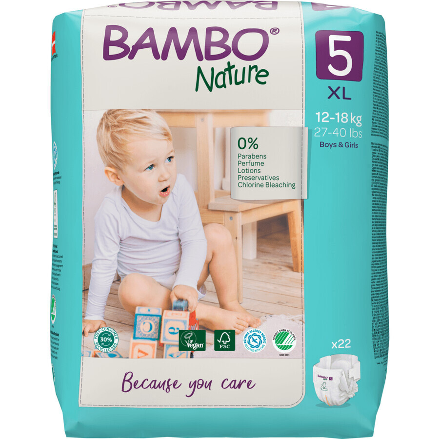 Cumpără Bambo Nature, scutece de unică folosință, mărimea 5, Junior, 12-18 kg, 22 buc Bambo Nature, scutece de unică folosință, mărimea 5, Junior, 12-18 kg, 22 buc