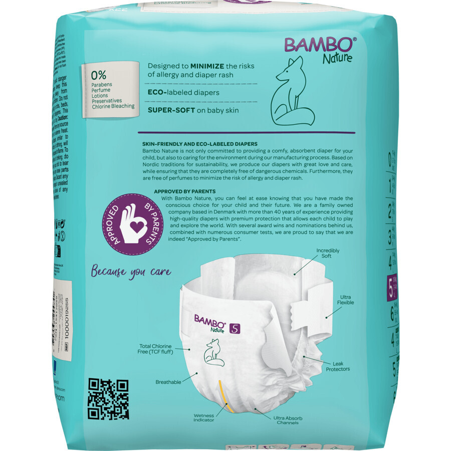 Bambo Nature, scutece de unică folosință, mărimea 5, Junior, 12-18 kg, 22 buc Bambo Nature, scutece de unică folosință, mărimea 5, Junior, 12-18 kg, 22 buc