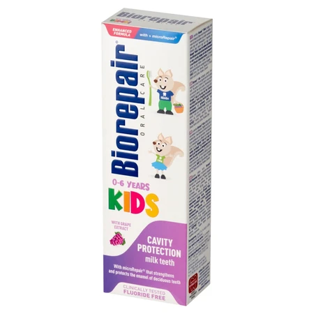 Biorepair Junior Kids, dentifrice au lait pour enfants, 0-6 ans, raisin, sans fluor, 50 ml