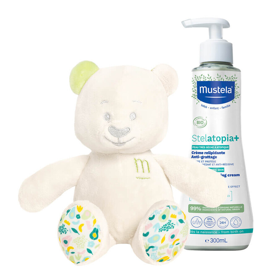 Mustela Stelatopia+, crème repulpante lipidique, 300 ml + nounours offert