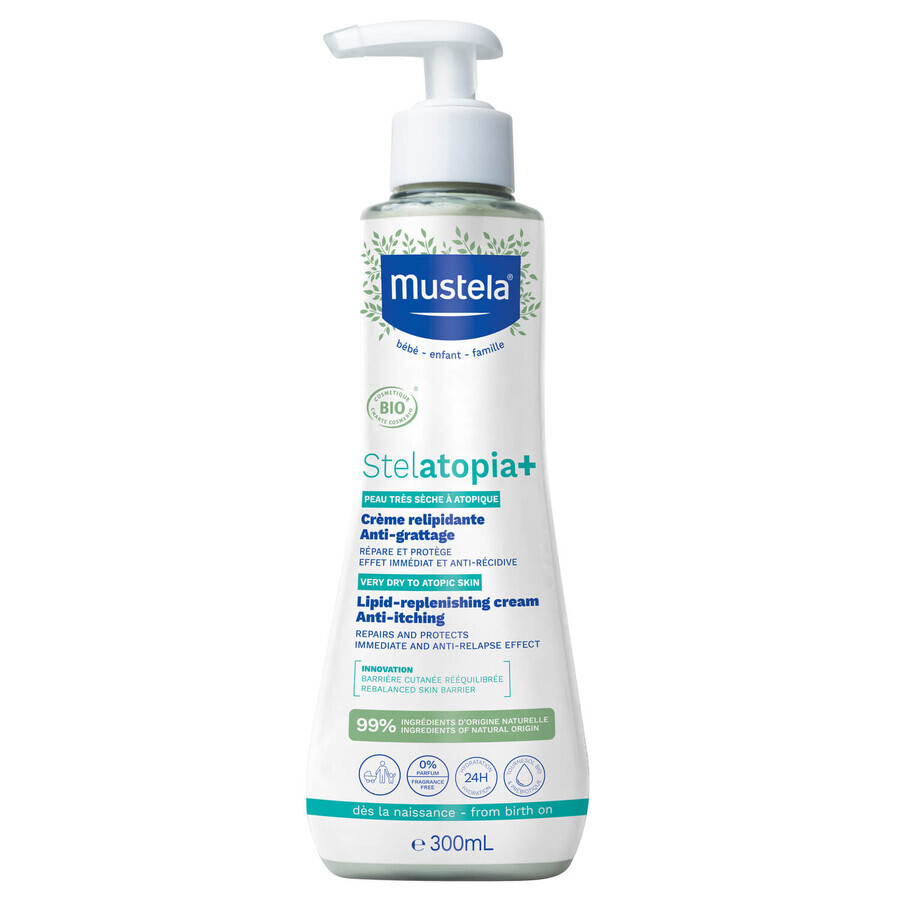 Mustela Stelatopia+, crème repulpante lipidique, 300 ml + nounours offert