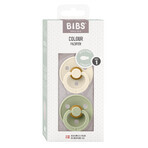 Bibs Colour, pacifier, rubber, symmetrical, size 1, Ivory & Sage, from birth, 2 pieces Bibs Colour, pacifier, rubber, symmetrical, size 1, Ivory & Sage, from birth, 2 pieces