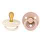 Bibs Colour, pacifier, rubber, symmetrical, size 1, Ivory &amp; Blush, from birth, 2 pieces