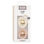 Bibs Colour, pacifier, rubber, anatomic, size 2, Ivory & Blush, from 6 months, 2 pieces