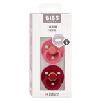 Bibs Colour, pacifier, rubber, round, size 1, Coral & Ruby, from birth, 2 pieces Bibs Colour, pacifier, rubber, round, size 1, Coral & Ruby, from birth, 2 pieces