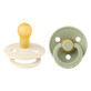Bibs Colour, pacifier, rubber, round, size 1, Ivory &amp; Sage, from birth, 2 pieces