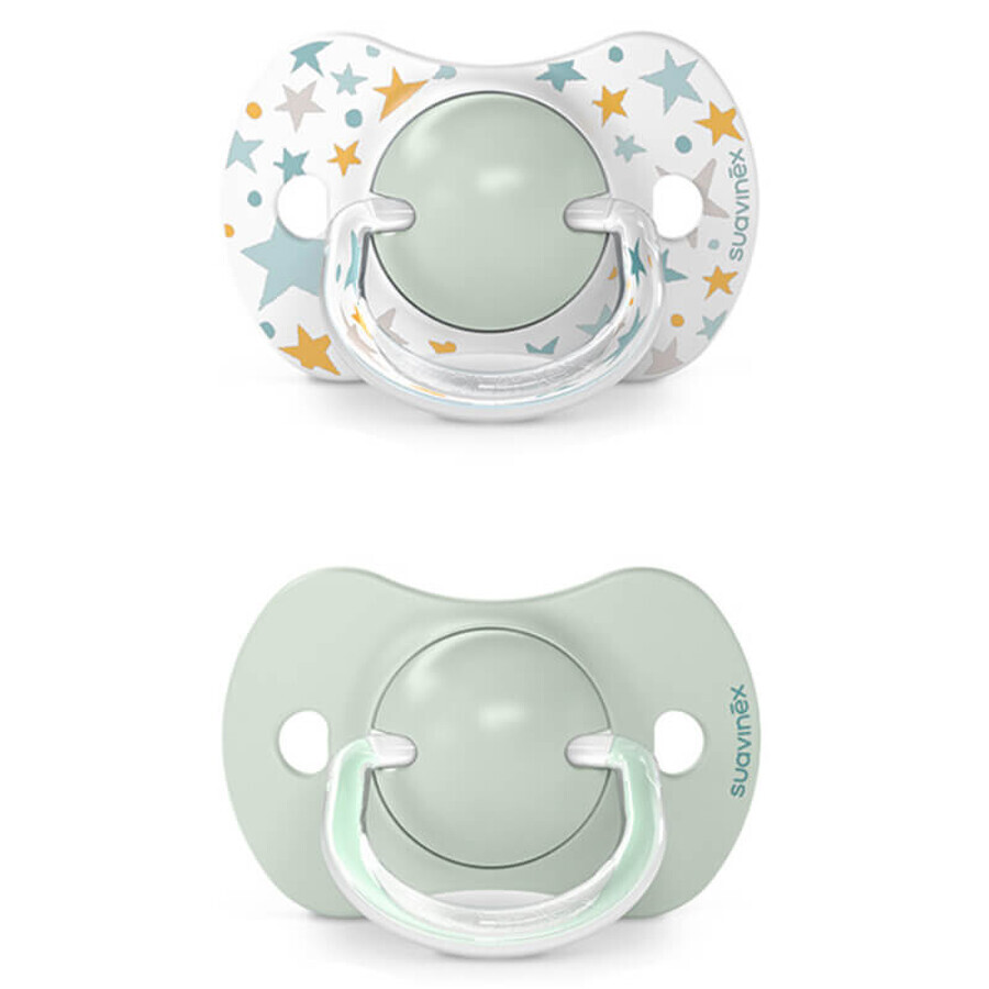 Suavinex Dreams SX Pro, physiologic dummy, silicone, green, 6-18 months, 2 pieces