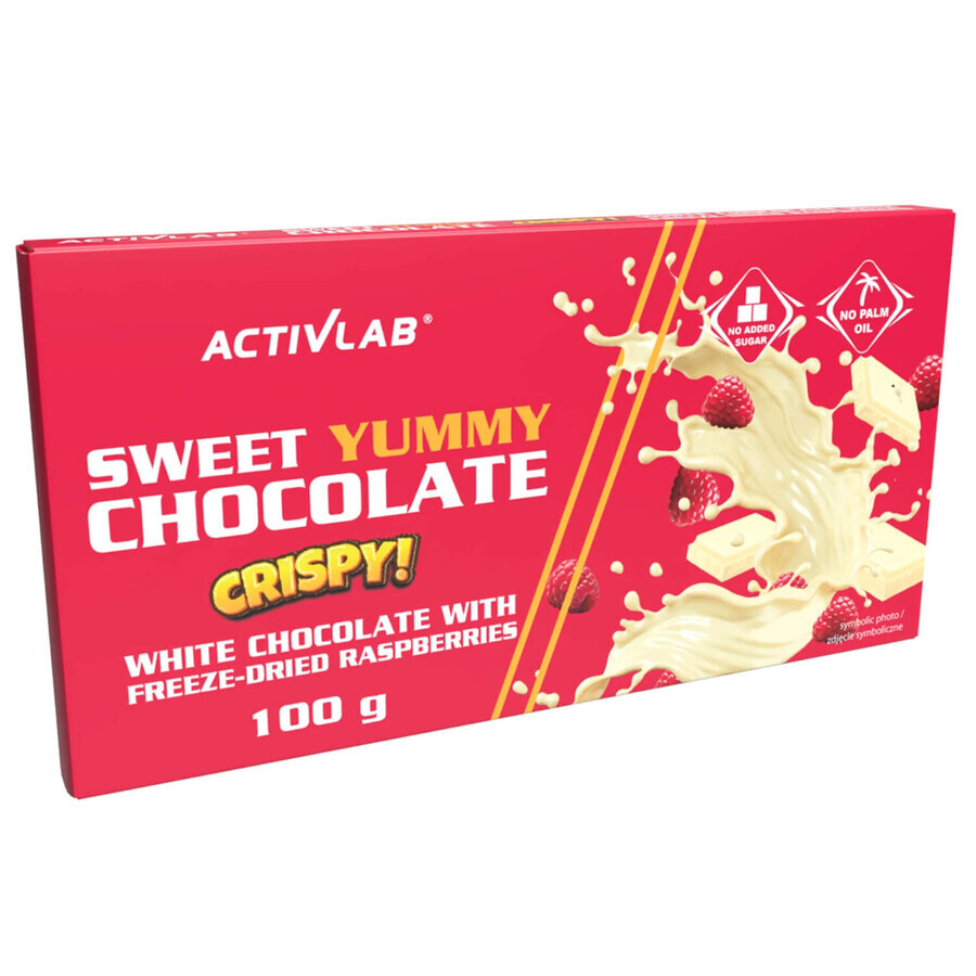 Sweet Yummy Chocolate Crispy, chocolat blanc avec framboises lyophilisées, 100 g