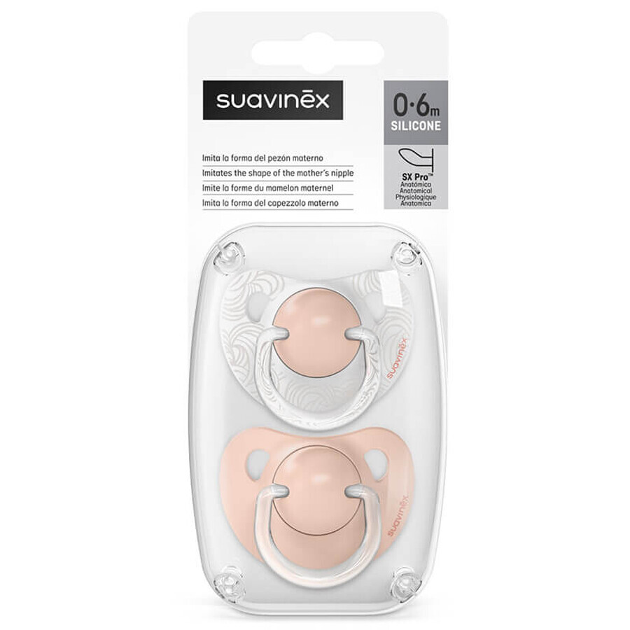 Suavinex Dreams, anatomical dummy, silicone, peach, 0-6 months, 2 pieces