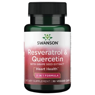 Swanson Resveratrol and quercetin with grape seed extract, resveratrol and quercetin, 30 capsules