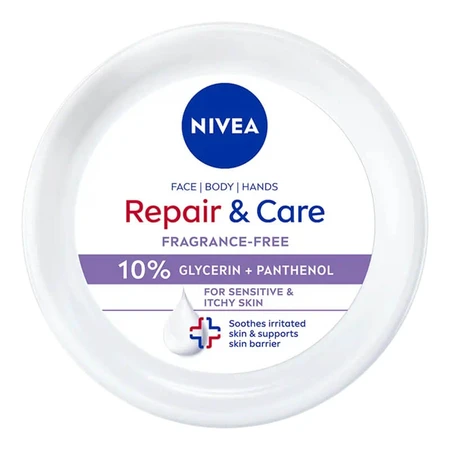 Nivea Repair & Care Sensitive multifunctionele hydraterende en beschermende crème met panthenol, parfumvrij, gevoelige huid, 400 ml
