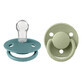 Bibs De Lux, dummy, silicone, round, one size, Island Sea &amp; Sage, 0-36 months, 2 pieces