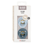 Bibs Colour, pacifier, rubber, anatomical, size 1, Baby Blue & Petrol, from birth, 2 pieces