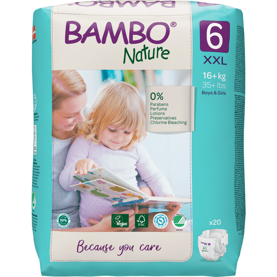 Acquista Bambo Nature, pannolini usa e getta, taglia 6, 16+ kg, 20 pz. Bambo Nature, pannolini usa e getta, taglia 6, 16+ kg, 20 pz.