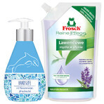 Set Frosch, săpun lichid, minerale marine, 300 ml + săpun lichid, lavanda, stoc, 500 ml Set Frosch, săpun lichid, minerale marine, 300 ml + săpun lichid, lavanda, stoc, 500 ml