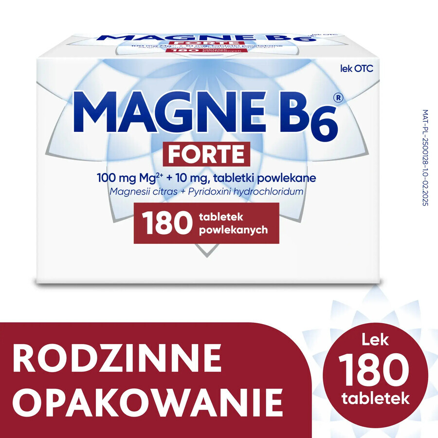Magne B6 Forte 100 mg + 10 mg, 180 Filmtabletten