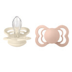 Bibs Supreme, pacifier, silicone, symmetrical, size 2, Ivory & Blush, from 6 months, 2 pieces