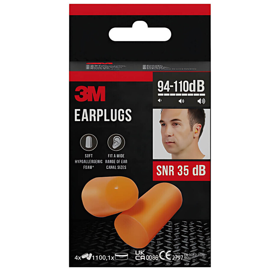 3M 1100C4, ear plugs, 8 pieces