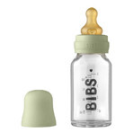 Lätzchen Babyflasche, Glasflasche mit langsam fließendem Gummisauger, Salbei, ab Geburt, 110 ml Lätzchen Babyflasche, Glasflasche mit langsam fließendem Gummisauger, Salbei, ab Geburt, 110 ml