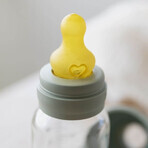 Lätzchen Babyflasche, Glasflasche mit langsam fließendem Gummisauger, Salbei, ab Geburt, 110 ml Lätzchen Babyflasche, Glasflasche mit langsam fließendem Gummisauger, Salbei, ab Geburt, 110 ml
