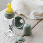 Lätzchen Babyflasche, Glasflasche mit langsam fließendem Gummisauger, Salbei, ab Geburt, 110 ml