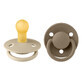 Bibs De Lux, pacifier, rubber, round, size 2, Vanilla &amp; Dark Oak, from 6 months, 2 pieces