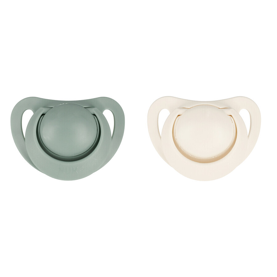 NUK For Nature, pacifier, silicone, anatomical, green, 6-18 months, 2 pieces