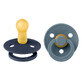 Bibs Colour, pacifier, rubber, round, size 2, Deep Space &amp; Petrol, from 6 months, 2 pieces