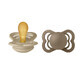 Bibs Supreme, pacifier, rubber, symmetrical, size 1, Vanilla &amp; Dark Oak, from birth, 2 pieces