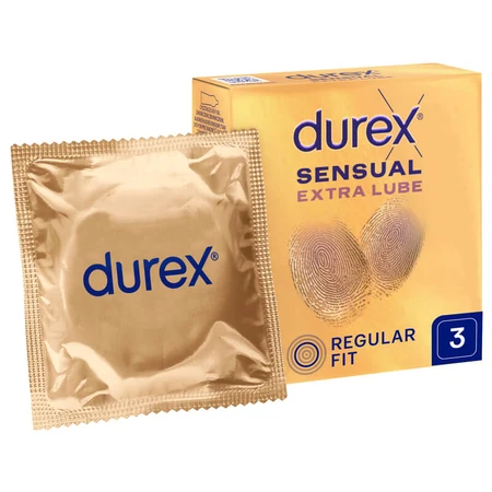 Durex Sensual Extra Lube, préservatifs extra humides, 3 pièces