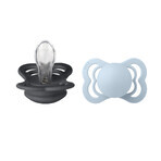 Bavaglini Supreme, succhietto, silicone, simmetrico, taglia 1, Iron & Baby Blue, dalla nascita, 2 pezzi Bavaglini Supreme, succhietto, silicone, simmetrico, taglia 1, Iron & Baby Blue, dalla nascita, 2 pezzi