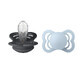 Bibs Supreme, pacifier, silicone, symmetrical, size 1, Iron &amp; Baby Blue, from birth, 2 pieces