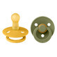 Bibs Colour, pacifier, rubber, round, size 2, Honey Bee &amp; Olive, from 6 months, 2 pieces