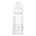 NUK First Choice+, No Colic glazen fles met temperatuurindicator en siliconen speen, maat M, 0-6 maanden, 240 ml NUK First Choice+, No Colic glazen fles met temperatuurindicator en siliconen speen, maat M, 0-6 maanden, 240 ml