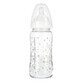 NUK First Choice+, biber&#243;n de cristal No Colic con indicador de temperatura y tetina de silicona, talla M, 0-6 meses, 240 ml